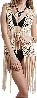 Sleeveless Fringe Crochet Vest Cover-up 1