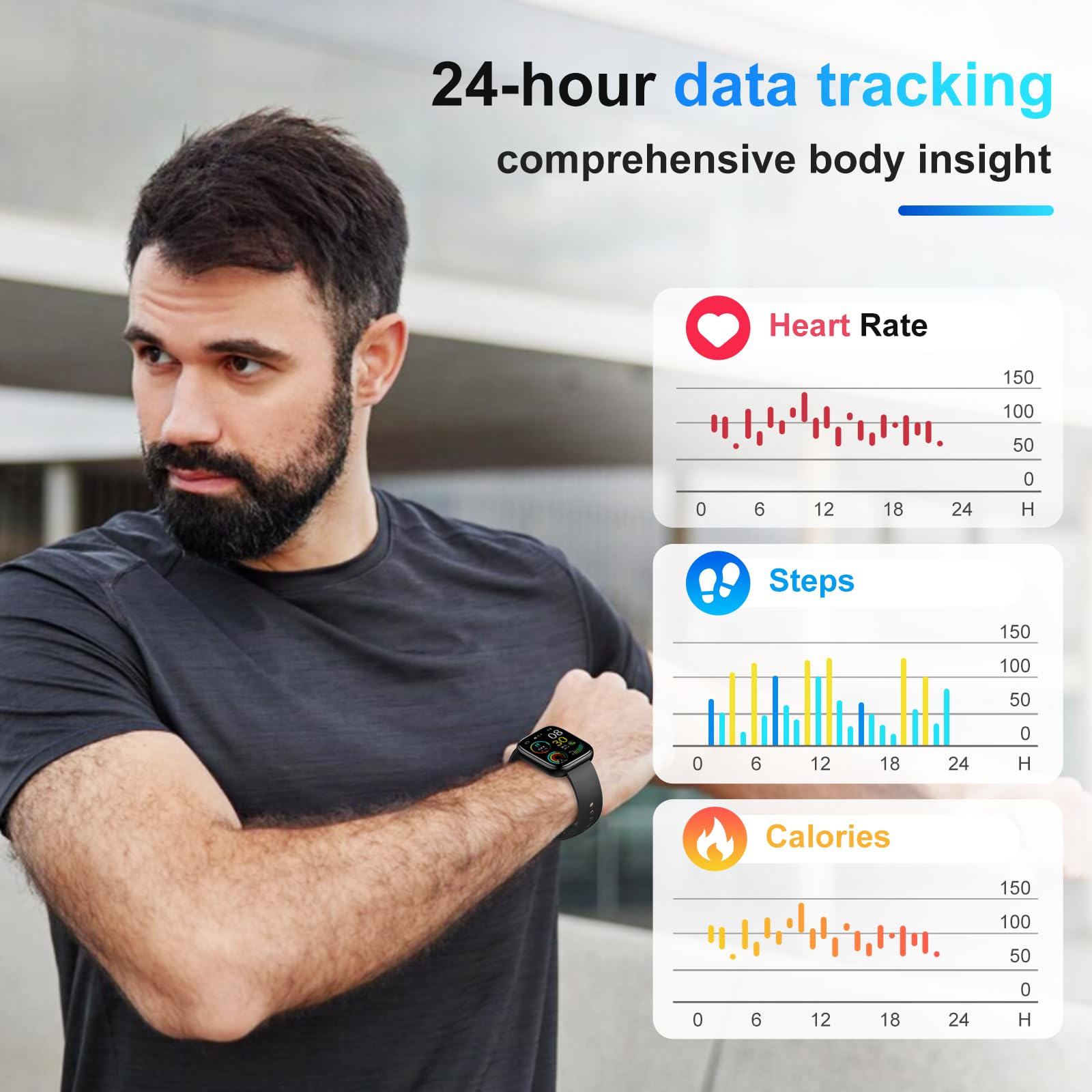 Smartwatch Uomo donna Rispondi/Effettua Chiamate, 1.85 Schermo Smartwatch Orologio Uomo, 112 sportivo, IP67 Impermeabile Sportivo Watch con cardiofrequenzimetro/sonno, Fitness Watch per Android e iOS