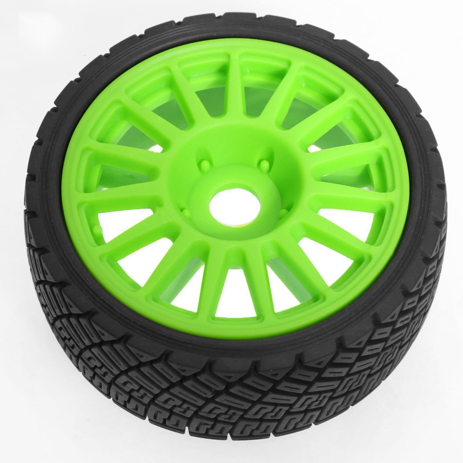 4 Pezzi Pneumatici per Auto RC Gomme per Auto Radiocomandata Ricambi per Rally Ruote di Aggiornamento Realizzati in PP per Lunga Durata Adatto per, Esagono Verde