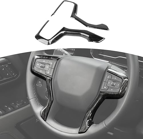 Miniatura 8 de RT-TCZ Para Silverado - Panel de volante para Chevy Suburban 2020 Up Tahoe 2021 Up Silverado 2019 Up Accesorios interiores de grano de madera, 2