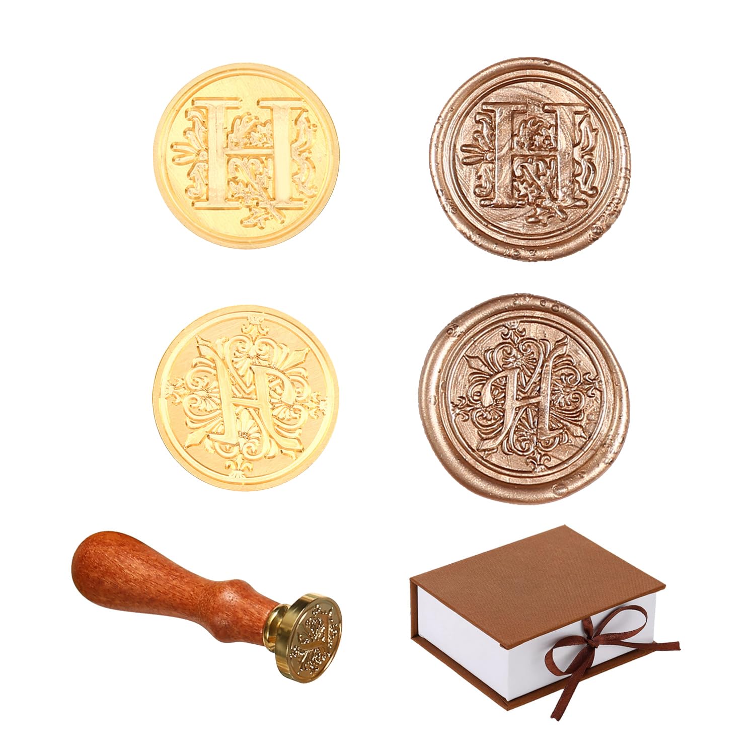 Comealltime Pack of 2 Retro Alphabet Sealing Wax Stamps, A~Z Initials Wax Stamp with Wooden Handle
