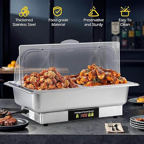 Miniatura 8 de Dyna-Living Platos eléctricos para bufé, servidores y calentadores de alimentos de acero inoxidable de 9.5 cuartos de galón, calentadores de