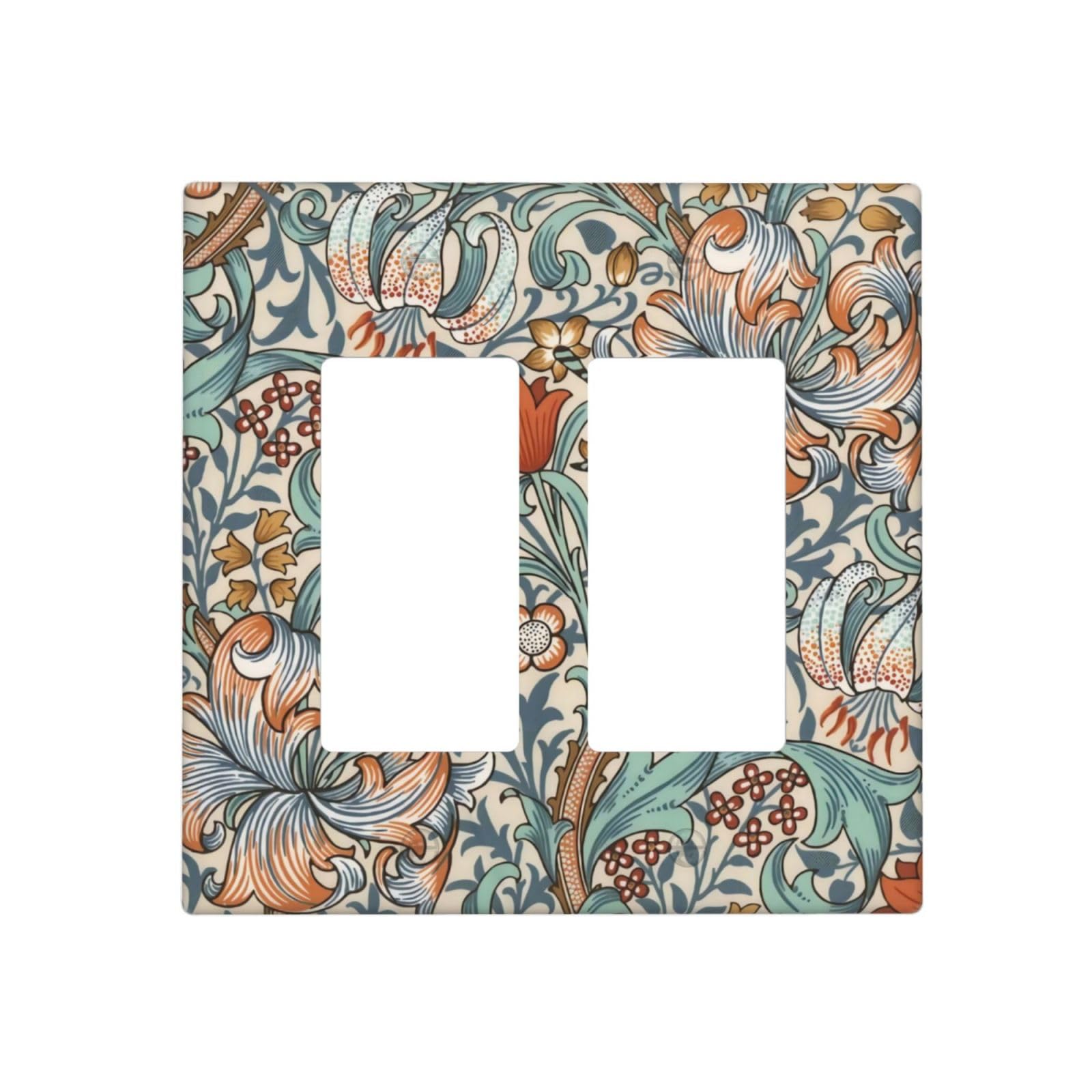 Plaque murale décorative pour 2 interrupteurs William Morris finition florale prestige