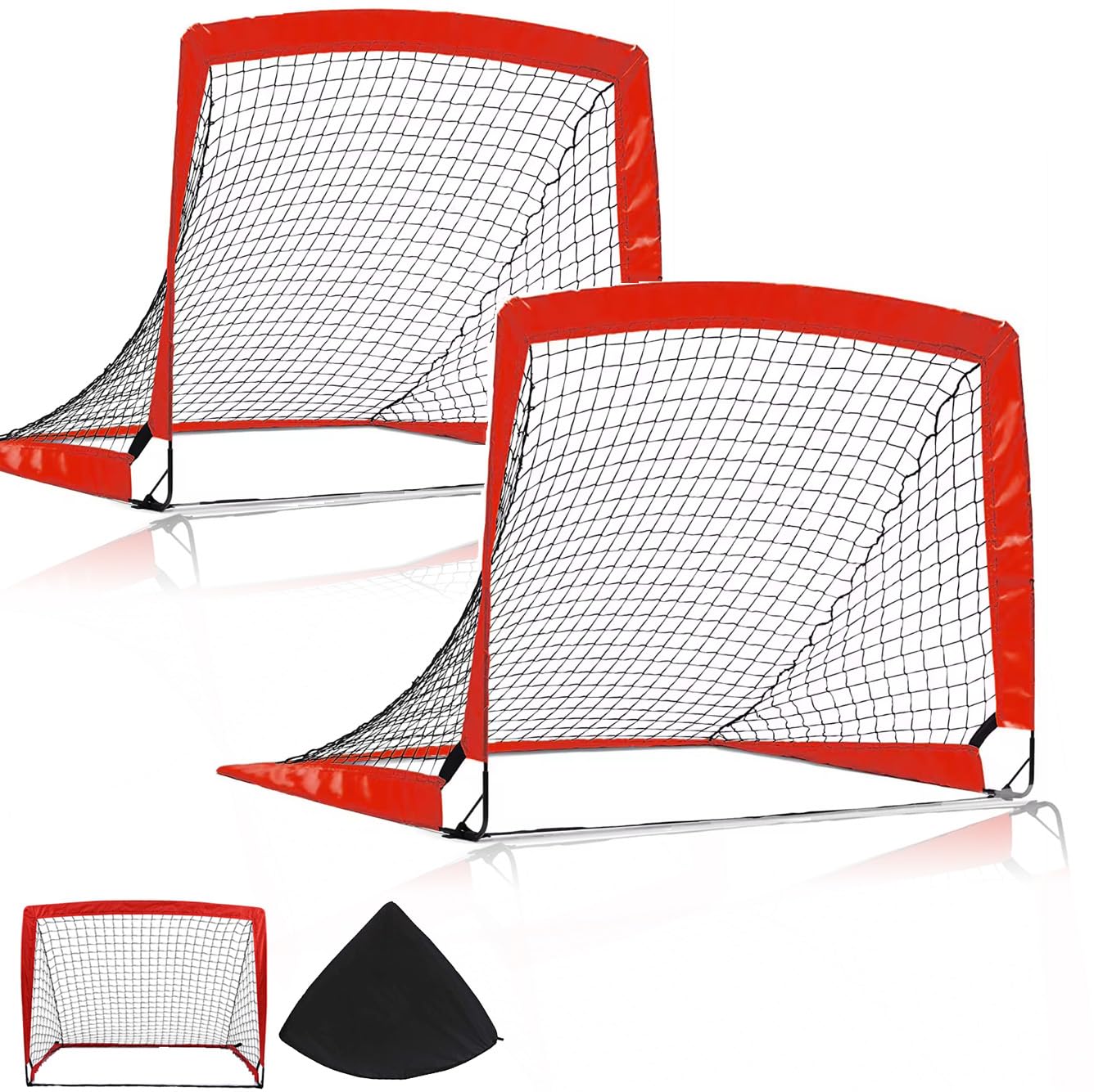 Cestbella Soccer Net Set 120cm, 2 Packs Foldable Football Goals Pop Up Training Soccer Net with Carry Bag Football Game for Toddler, Backyard Practice Football Goals for Outdoor 120x90x90cm