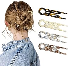 4 Pack Multi-Coloured Acetate French Hair Pins for Women's Hair | Elegant Prestige Hairpin Set with Strong Hold for Buns & Updos