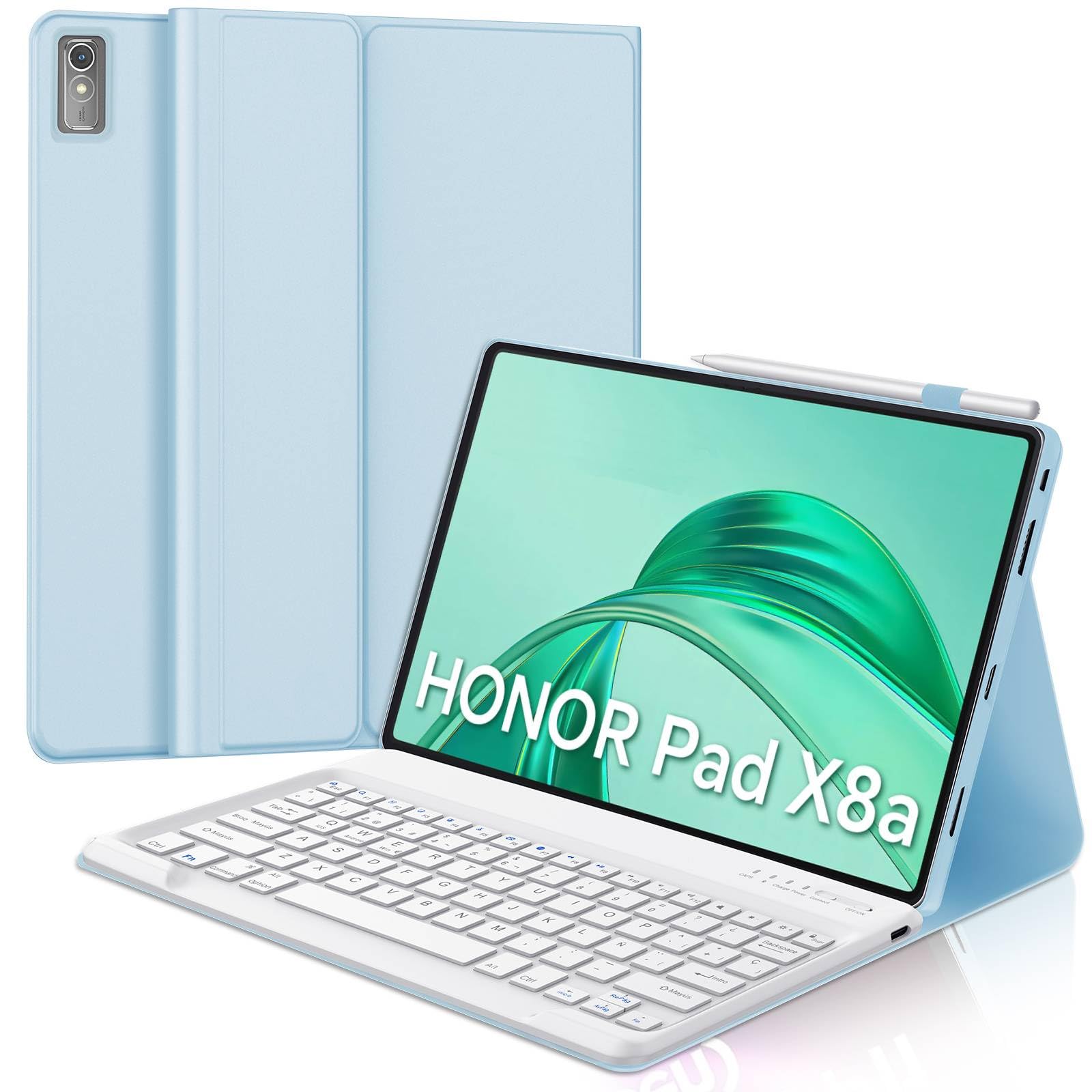 WINCHKING Funda con teclado para Honor Pad X8a de 11 pulgadas, funda ultrafina con teclado inalámbrico para Honor Pad X8a de 11 pulgadas, teclado alemán QWERTZ (azul cielo)