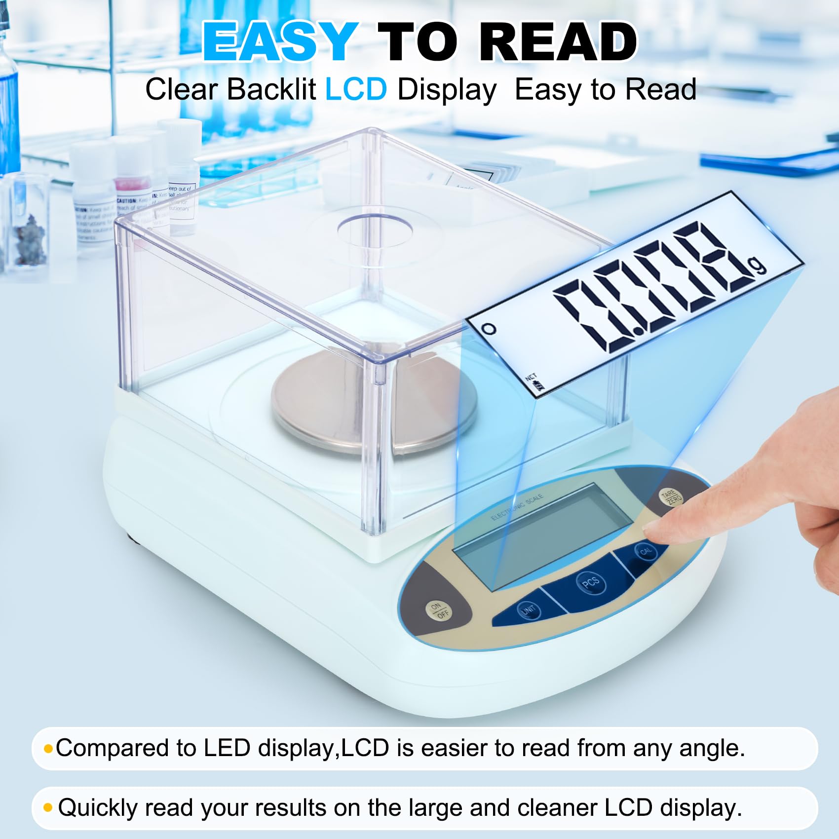 Báscula de laboratorio de 500 g x 0,001 g, balanza analítica precisa de alta precisión con parabrisas, báscula científica electrónica de laboratorio de precisión digital (con peso de calibración de