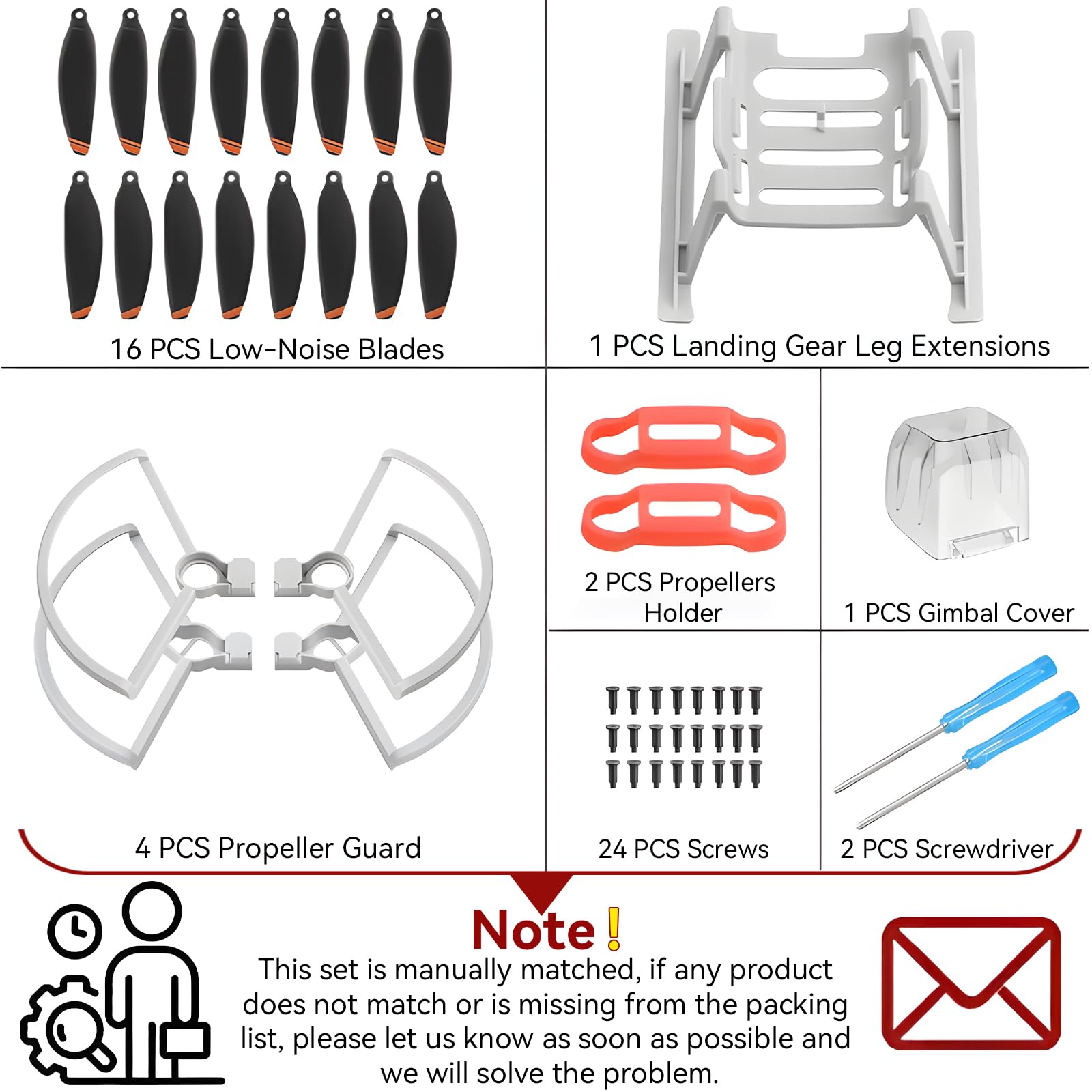 Eliche per DJI Mini 4K/2/2 SE Eliche Guardia di atterraggio Estensioni Gamba Supporto Protezione Gimbal Copertura Totale 24 pz per DJI Mini 4K 2 SE Drone Accessori Set