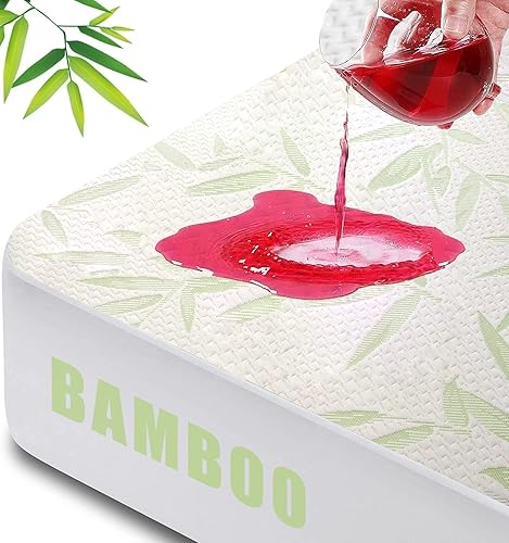 Miniatura 19 de Protector de colchón impermeable tamaño Queen, paquete de 2 fundas de colchón transpirables, funda de colchón de bolsillo profundo ajustable que se