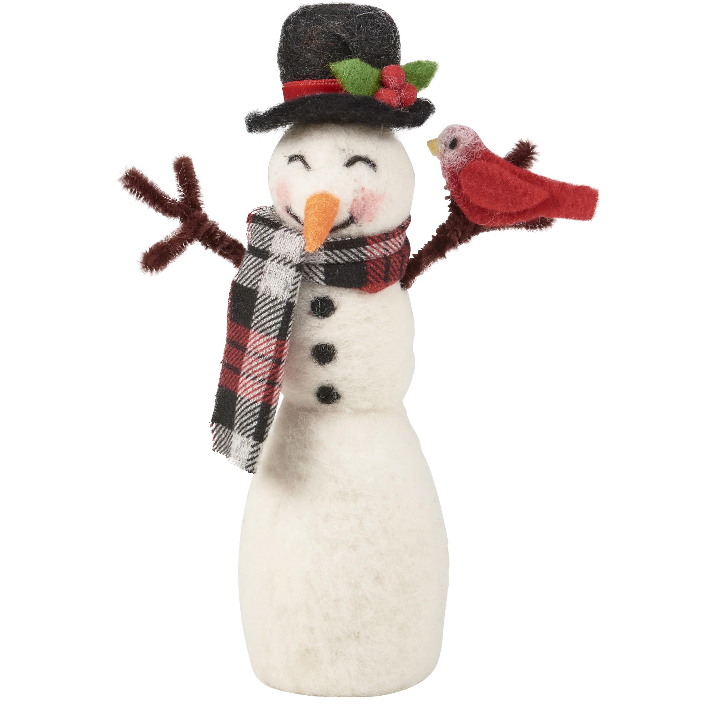 Figurine bonhomme de neige et cardinal Primitives by Kathy aux finitions soignées