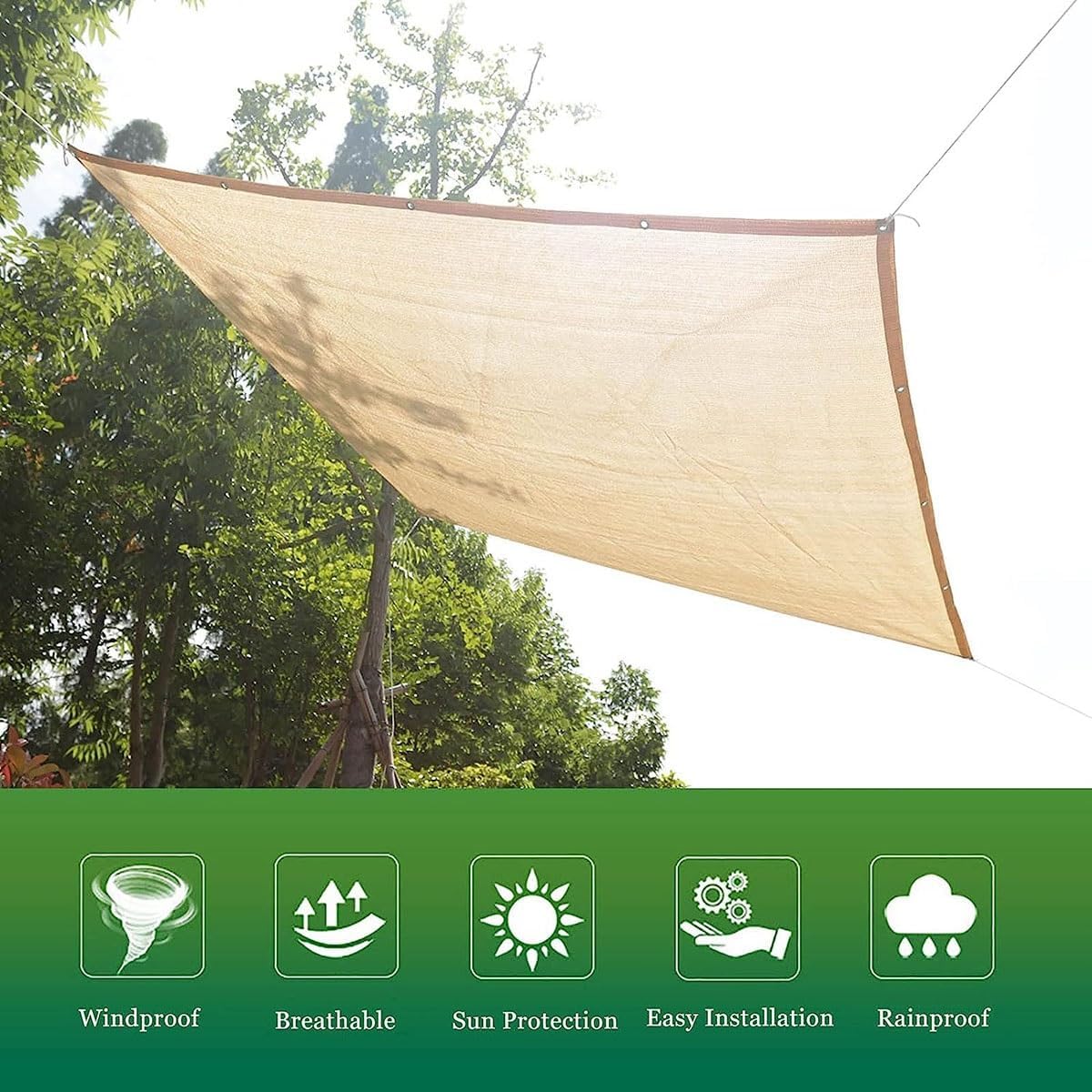 Shade Net 70% UV Block Beige Outdoor Sun Shade Cloth Garden Shade Mesh Netting Mesh Tarp Thick with Grommets