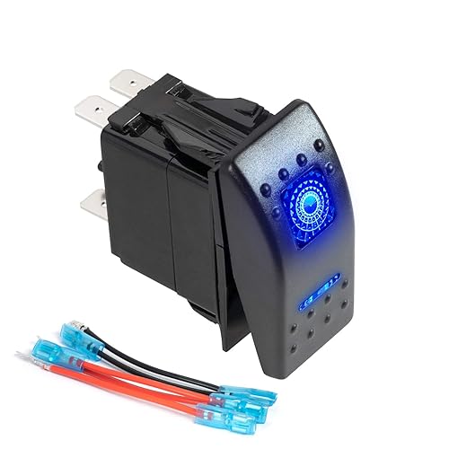 Miniatura 8 de FXC Interruptor basculante momentáneo de 7 pines, luz LED azul de encendidoapagadoencendido, 20A12V, 10A24V, interruptor de palanca con cables de