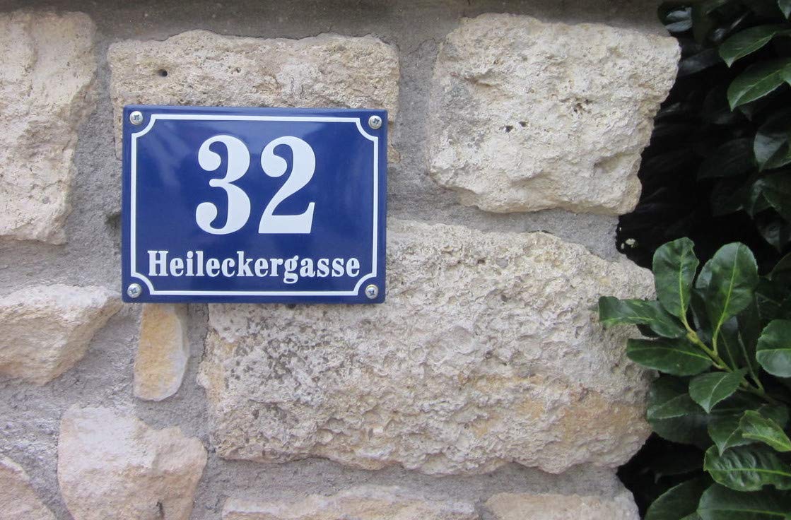 Plaque de rue emaillée personnalisée 15x20 cm -10 ans de garantie numéro, Plaque de maison personnalisée exterieur, ardoise personnalisable avec nom de rue, numéro d'adresse, numéro de rue