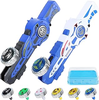 Bey Battling Top Burst Gyro Toy Set Rivalry Games with 6 Spinning Top Burst Gyros 2 Toy Launchers 1 Beystadium, Combat Battling Game Gifts for Boys Children Kids Ages 6+(Blue+White)