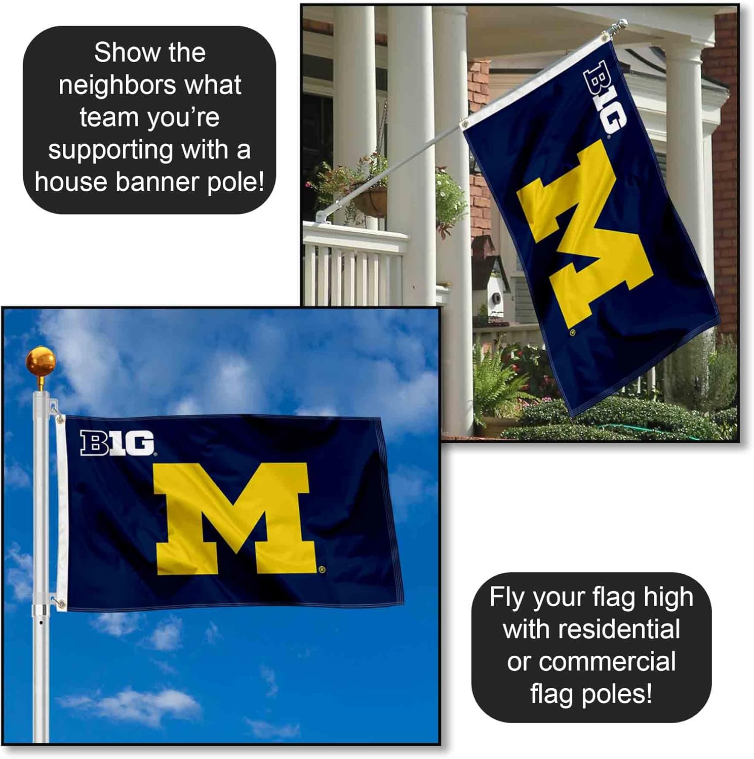 Michigan UM University Big 10 Large College Flag