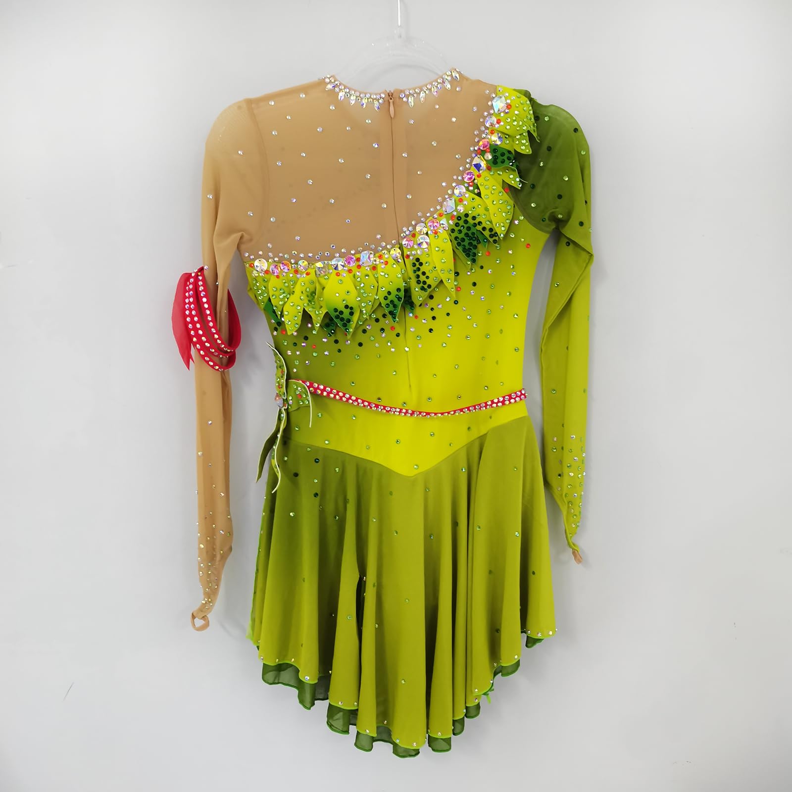 LIUHUO Vestito da Pattinaggio Artistico su Ghiaccio - Costume da palcoscenico Fatto a Mano per Donne - Bambina Personalizzabile Verde