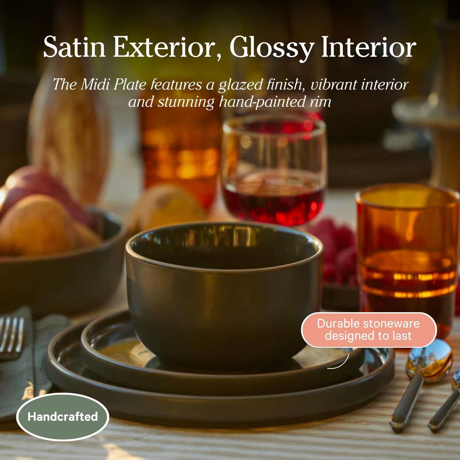 Our Place Salad Plates - Set of Four 8.5” Handcrafted Ceramic Plates | Versatile & Durable | Chip-Resistant, Restaurant-Grade | Steam