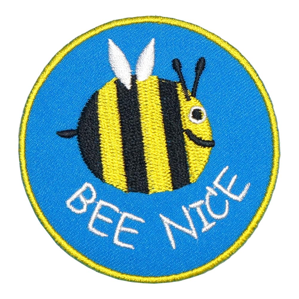 みつばちページです Amazon.co.jp: 刺繍アイロンワッペン【BEE NICE/みつばちナイス】直径