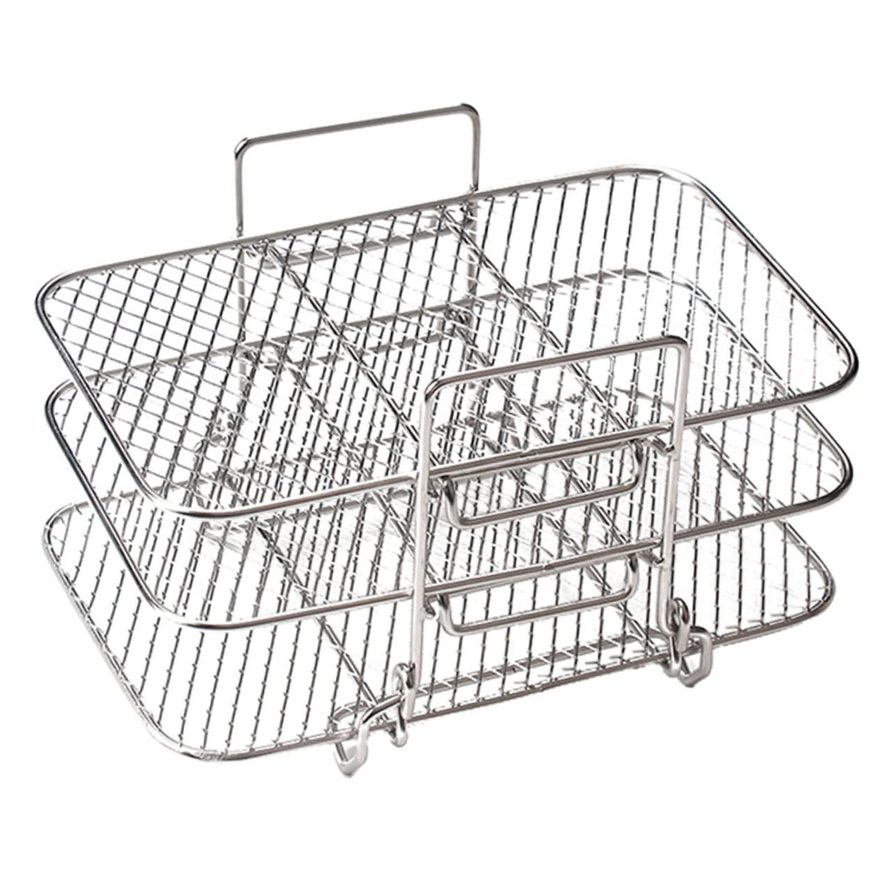 Homoyoyo Supporto Per Grigliare Acciaio Inossidabile Per Friggitrice Ad Aria Rack Tre Strati Per Deidratazione e Cottura Rapida Accessorio Pratico Per Cucina