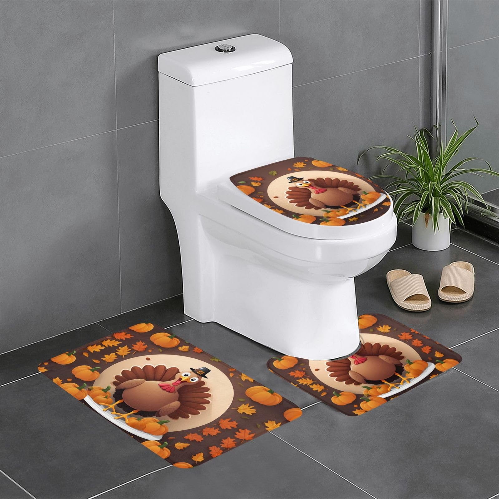 Tapis de salle de bain pour meuble-lavabo et WC lavable Happy Turkey