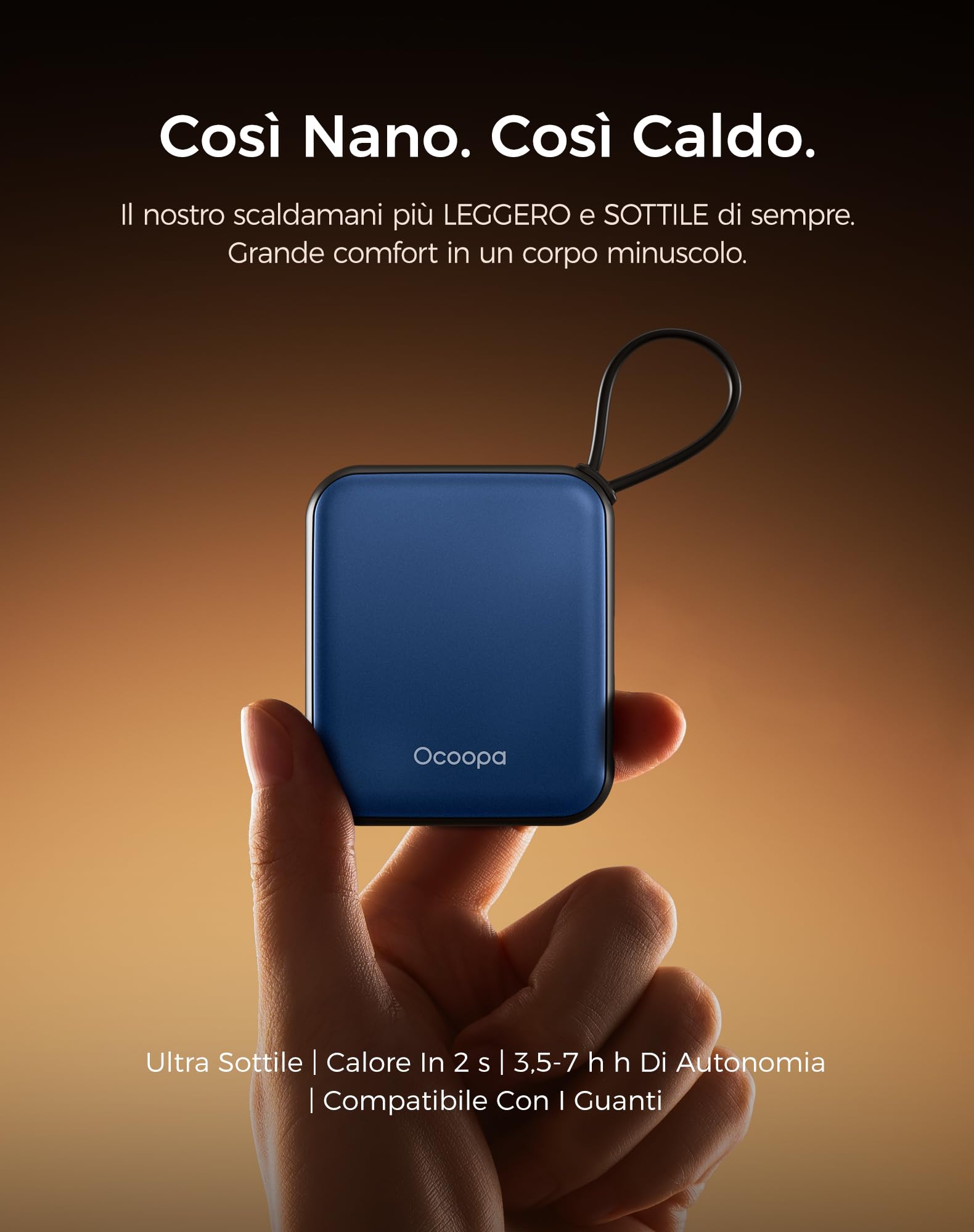OCOOPA Scaldamani Elettrico 2 Pezzi, Portatile Scalda Mani USB Ricaricabile 4000mAh, 3 Livelli fino a 52°C, Utile Regalo di Natale, Ideale per Sci Invernale, Viaggi e Attività all’Aria Aperta,UT5 Nano