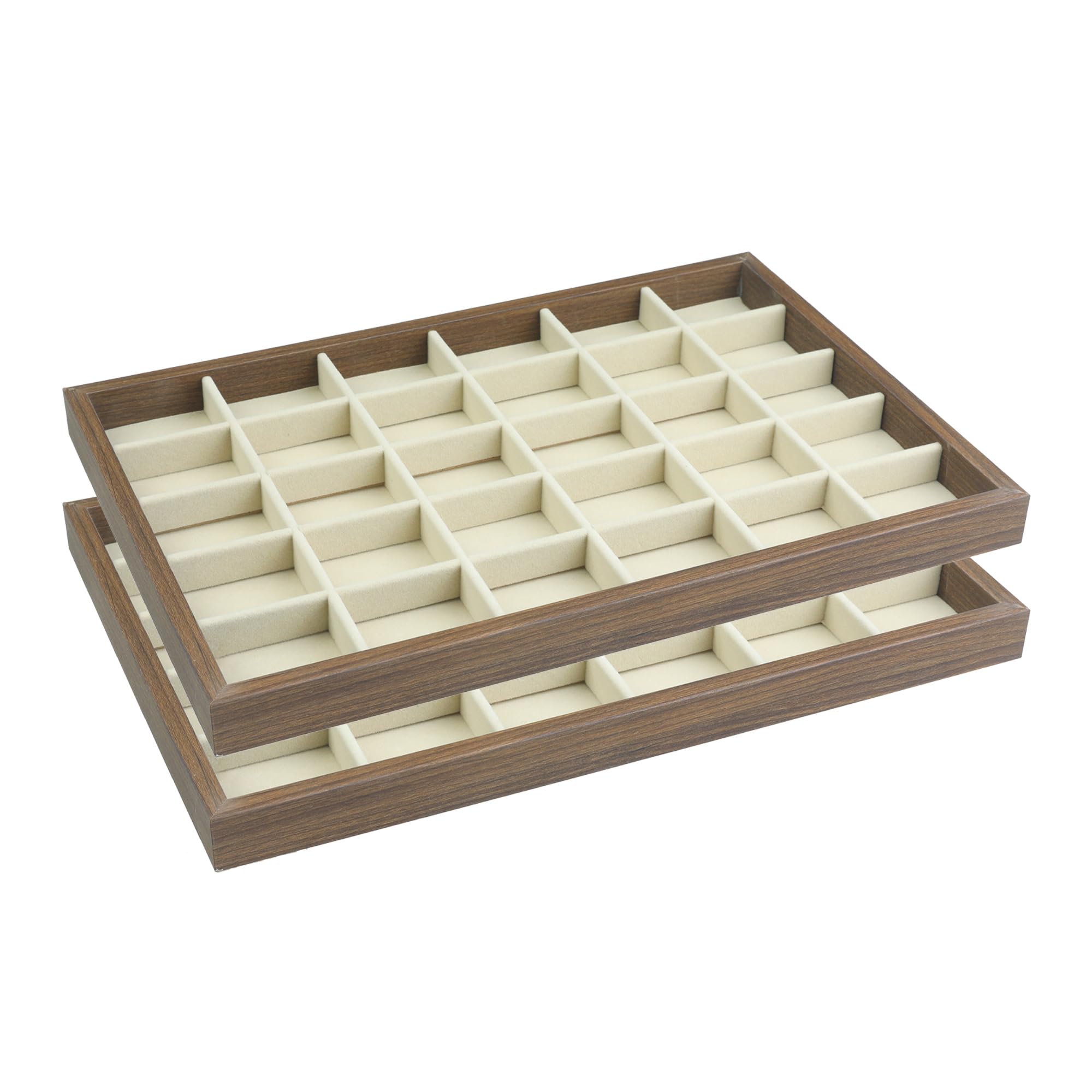 Plateau velours bijoux uxcell marron à 30 compartiments amovibles pour tiroir