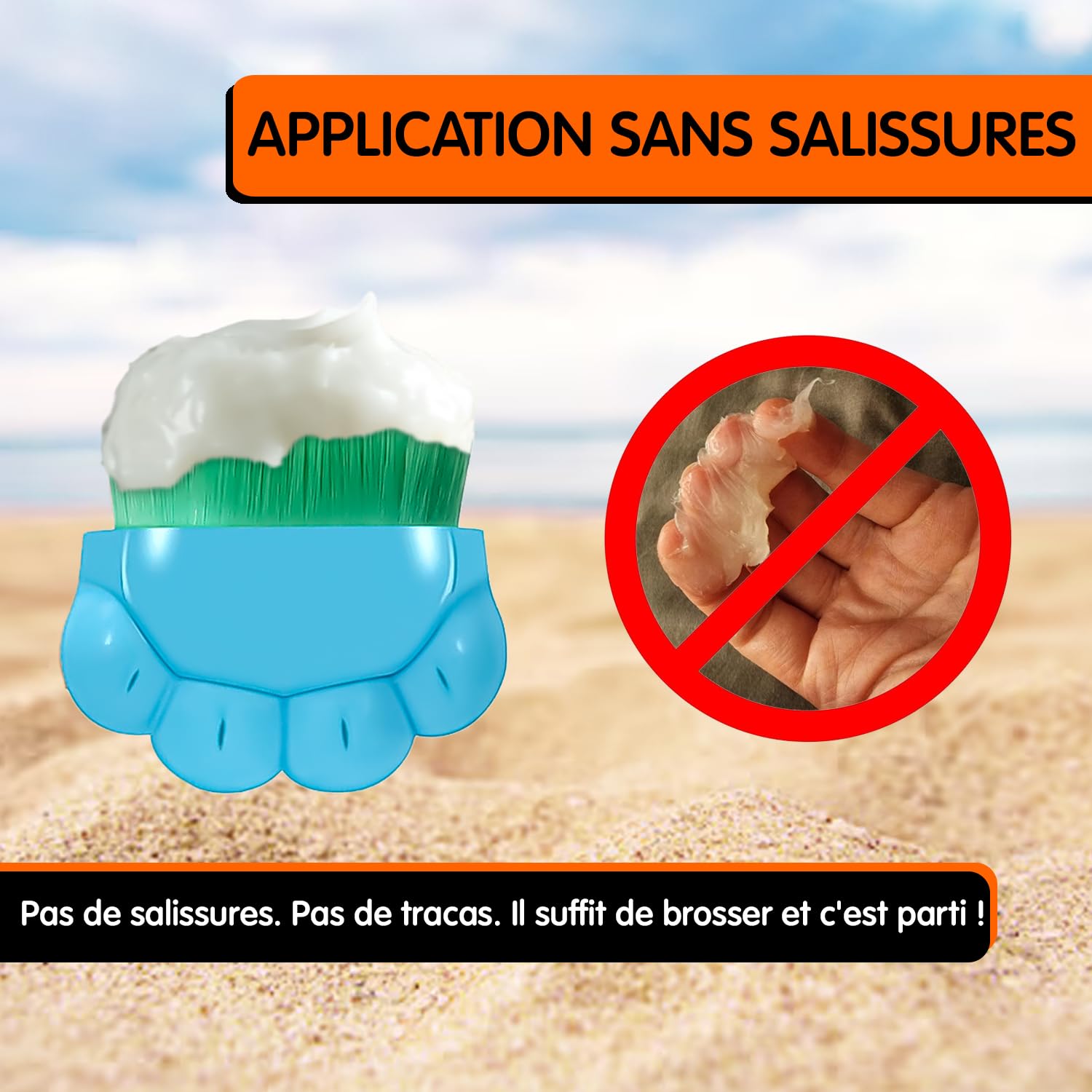 2 Pièces Applicateur de Crème Solaire pour Enfants - Brossettes avec Étui de Protection, Poils Doux, Application Propre - Idéal pour les Voyages, la Plage et les Activités en Plein Air - par Mobi Lock