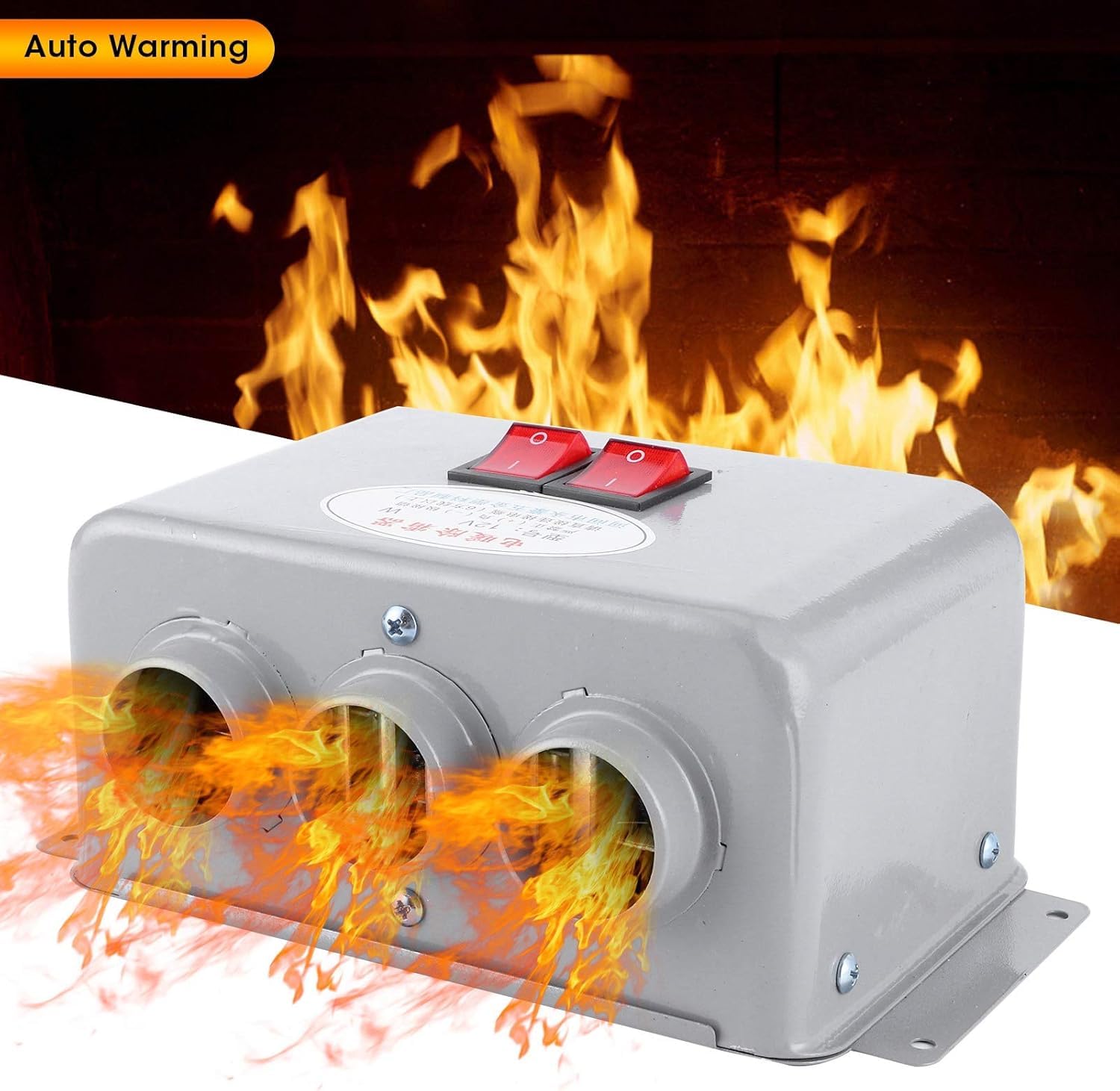 Riscaldatore per Auto Compatto Portatile 12V, 3 Fori 400W‑600W Riscaldamento Rapido Invernale Riscaldatore Antigelo a Basso Rumore
