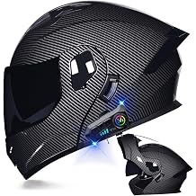 Full-Face Flip-Up Motorcycle Helmet Motorcycle Bluetooth Modular Helmet DOT Certified Dual-Lens Helmet Built-in Dual Speakers and Microphone Waterproof Design Unisex Adult