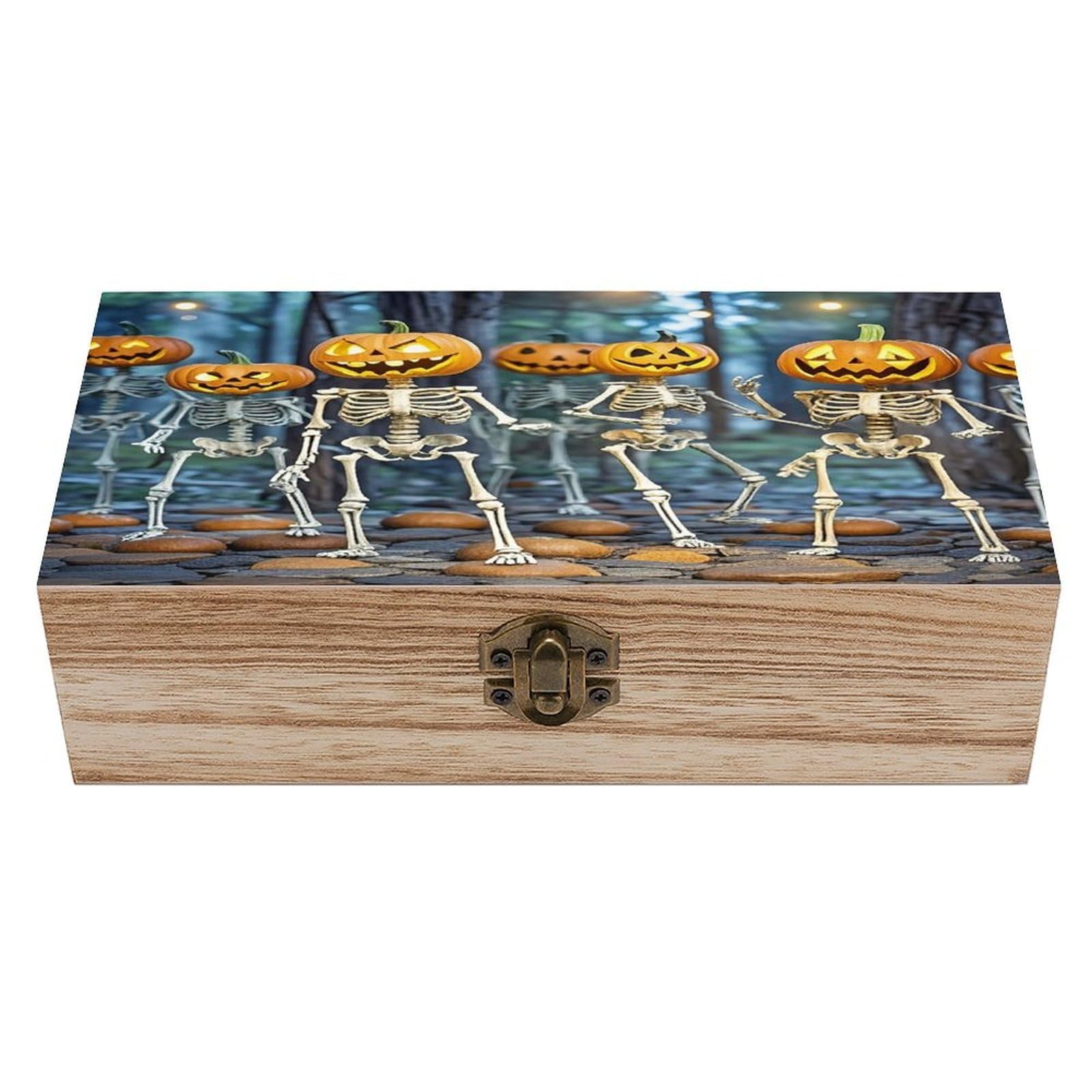 LZQPOEAS Pumpkin Skeleton Dancing Wooden Box Storage Space to Organize Jewelry in A Beautiful Small Storage Box Decorative Card Boxes Memory Treasure Boxes for Crafts And Photo Storage