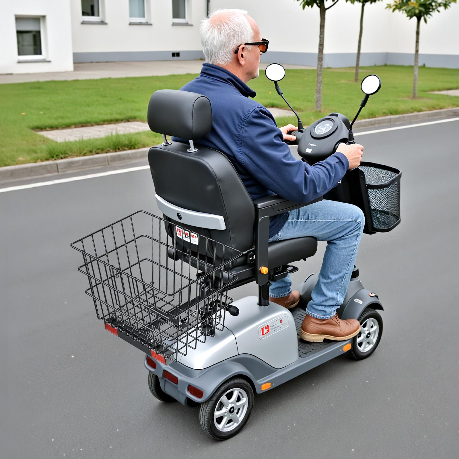 VEVOR Cestino Posteriore per Scooter, Cestino in Filo Metallico Resistente con Maniglia, per il Carico, Funziona con Ricevitore, Compatibile con Maggior Parte Scooter 390 x 270 x 250 mm