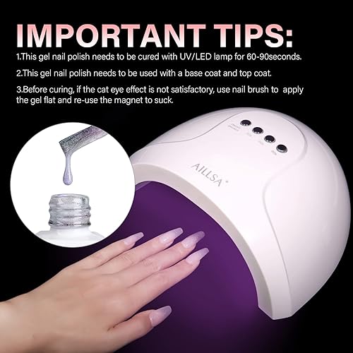 Miniatura 4 de AILLSA Esmalte de uñas de gel con diseño de ojo de gato, esmalte de uñas de gel reflectante transparente brillante, esmalte de gel magnético