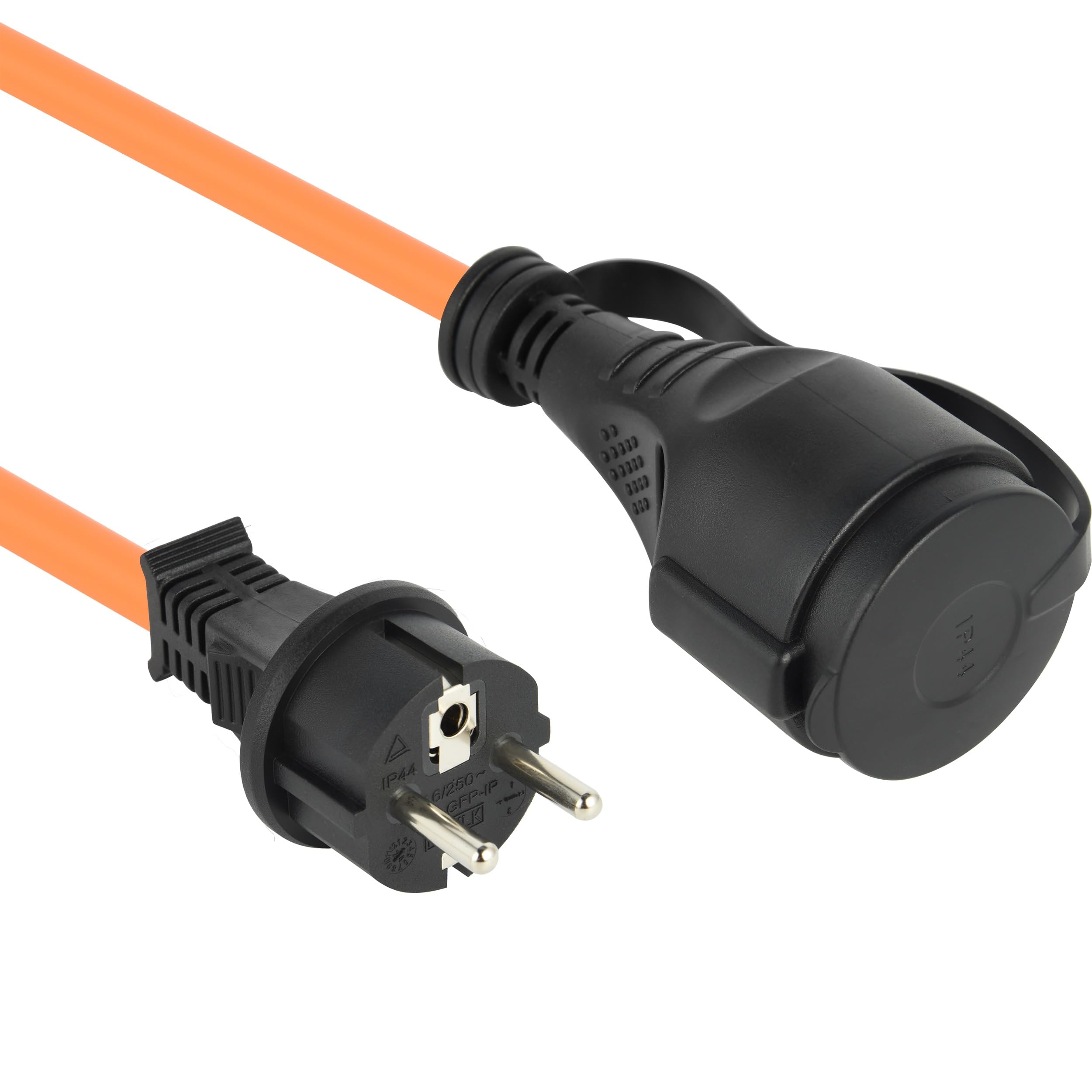 Electraline 01673 Cable de extensión IP44 25 m para exteriores, especial N05V3V3-F 3G1.5, hasta -35 °C, resistente al aceite y a los rayos UV, muy resistente a la abrasión, con tomas de seguridad