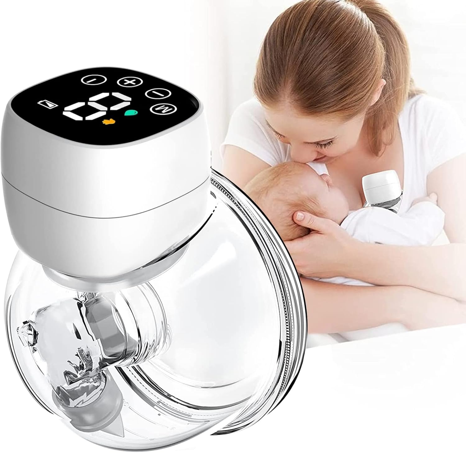 Noasage Wearable Breast Pump, Hands Free Breast Pump with LCD Display, Anti-Spill Ultra-Quiet and Painless Portable Breast Pump, with 3 Modes and 9 Levels, 24 mm Flange : Baby