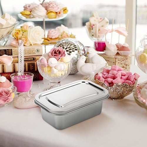 Miniatura 7 de Hemoton Recipientes de almacenamiento de helado reutilizables con tapas de acero inoxidable para guardar alimentos, caja de congelador, tina de