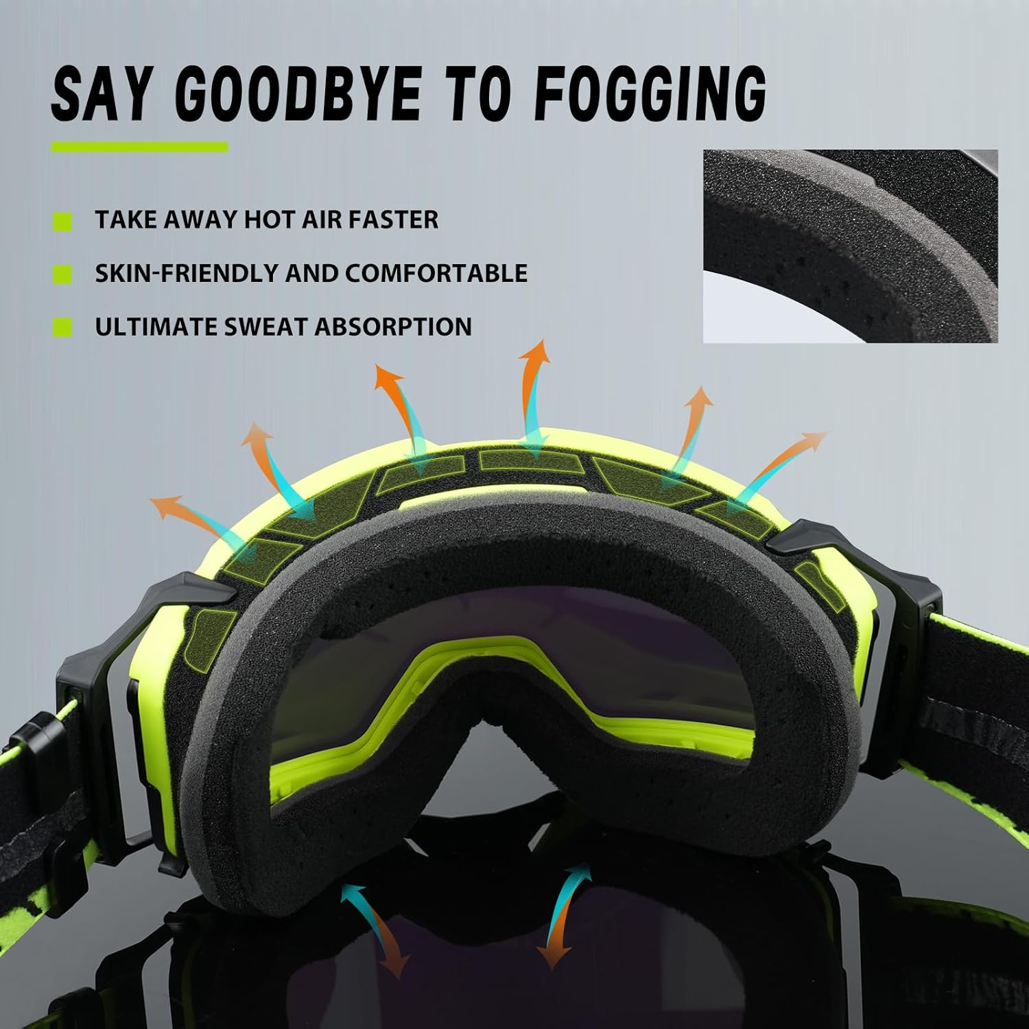 Dirt Bike Goggles Over Glasses Anti-Fog, Motorcycle Protective Eyewear Motocross Goggles for Men Women - Image 5