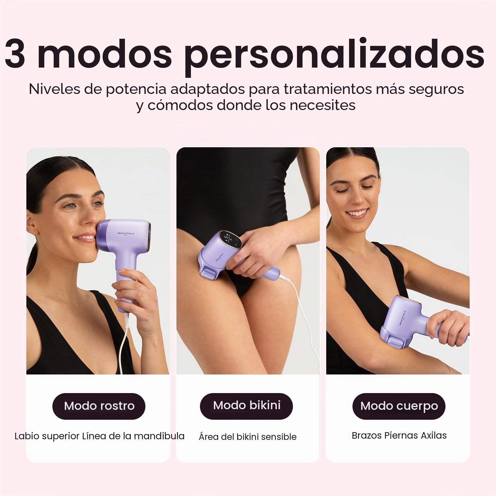 Dispositivo de depilación IPL Wavytalk, Desnúdalo con precisión con rodillo para cara, cuerpo, bikini – Resultado duradero y sin dolor, 24J de doble pulso y enfriamiento con hielo, uso en casa para