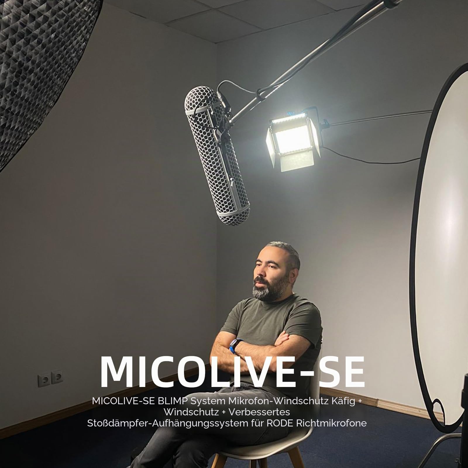 MICOLIVE-SE Mikrofon-Windschutz Blimp-System | Windschutz Korb und verbesserte Stoßdämpferhalterung Aufhängung für RODE Shotgun und Ähnliche Mikrofone