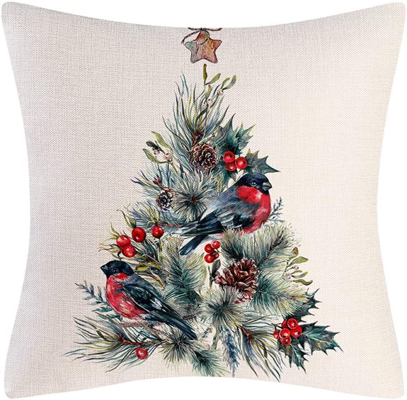 BCKAKQA Christmas Decorative Throw Pillow Covers 18x18 inch Set of 4 Red and Dark Green Cushion Covers 45cm x 45cm Linen Square Pillowcases for Living Room Sofa Couch Bed Cushions - Image 5