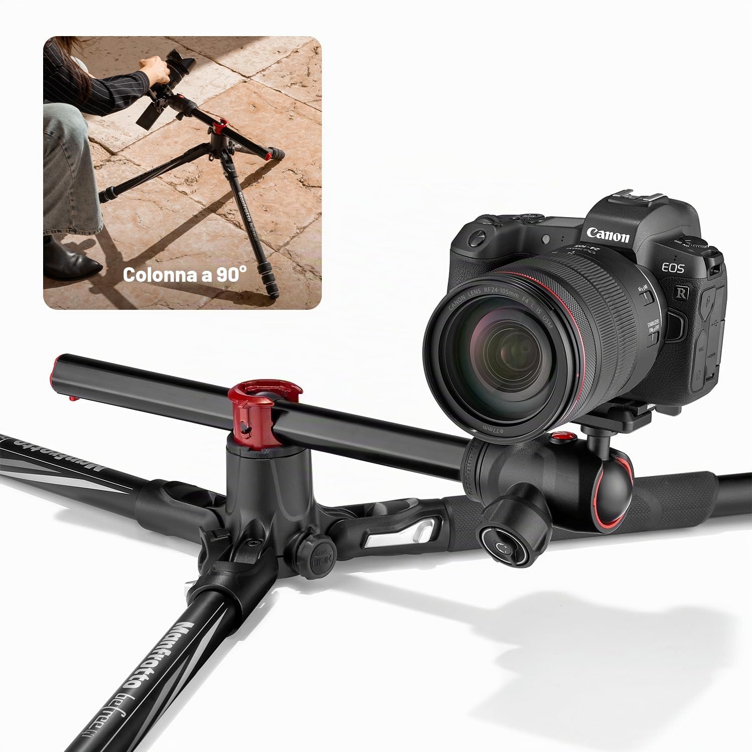 Manfrotto Befree GT XPRO Treppiede Fotocamera in Alluminio, Testa a Sfera Centrale 496, Chiusura Twist,Colonna 90 Gradi, Piastra 200PL-PRO, Reflex, CSC, Mirroless, Macrofotografia, MKBFRA4GTXP-BH
