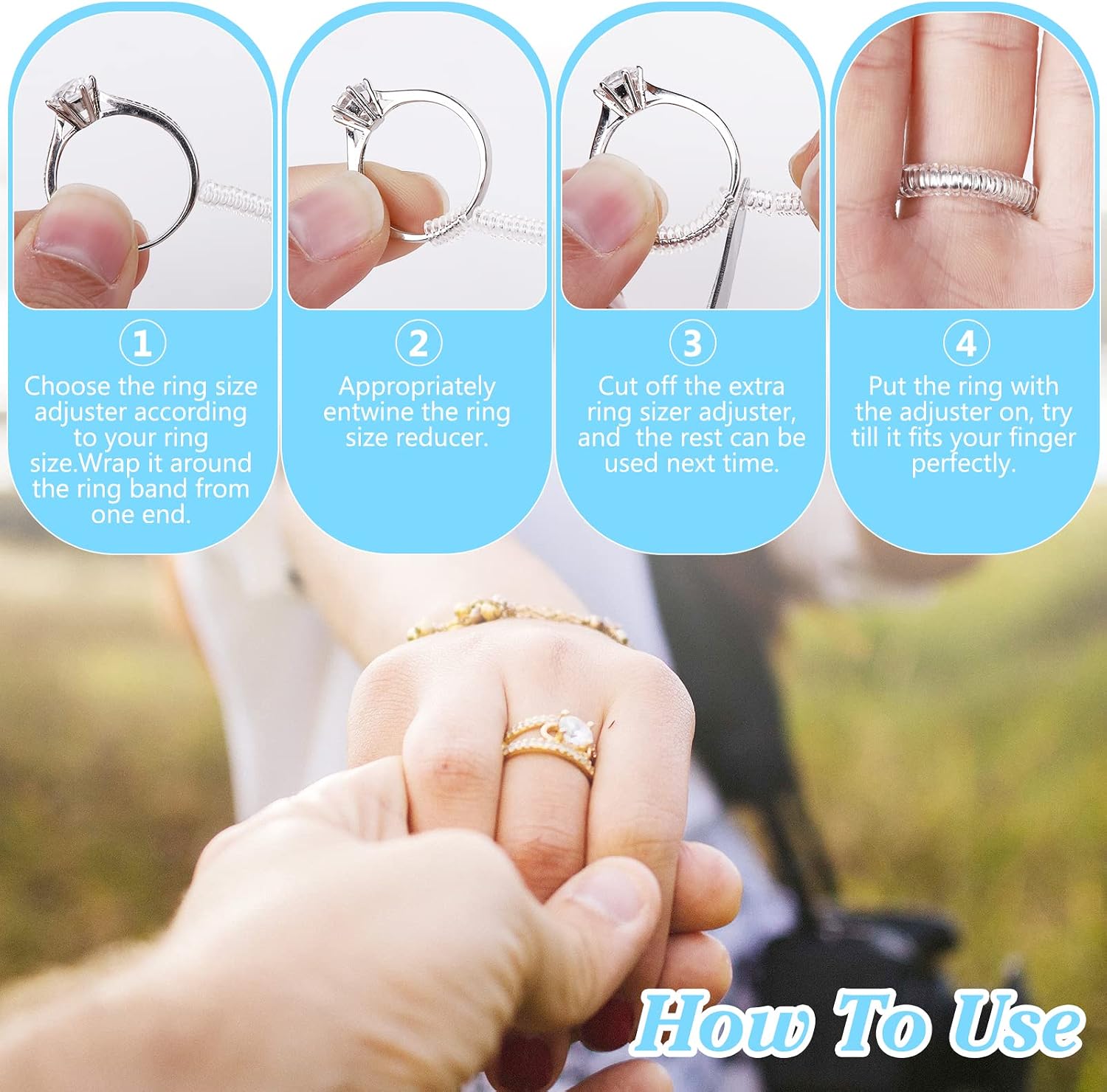 Ring Sizer Adjuster for Loose Rings-8 Pack,8 Assorted Sizes Fits Any Rings, Upgraded Extended Invisible Jewelry Ring Size Reducer Spacer Ring Guard Fits Man’s Ring and Woman’s Ring, 8 Sizes