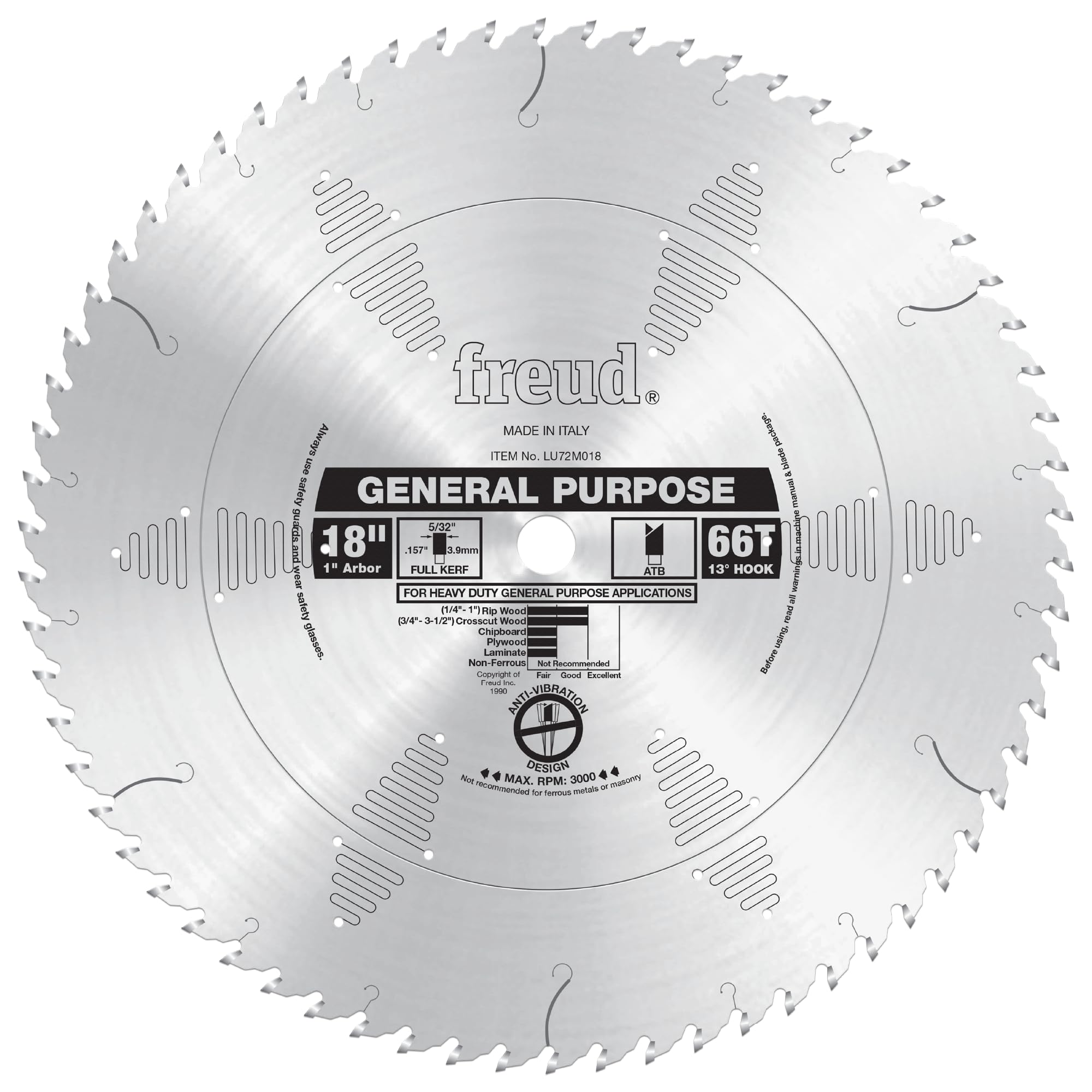 Freud LU72M018: 18" x 66T General Purpose Blade