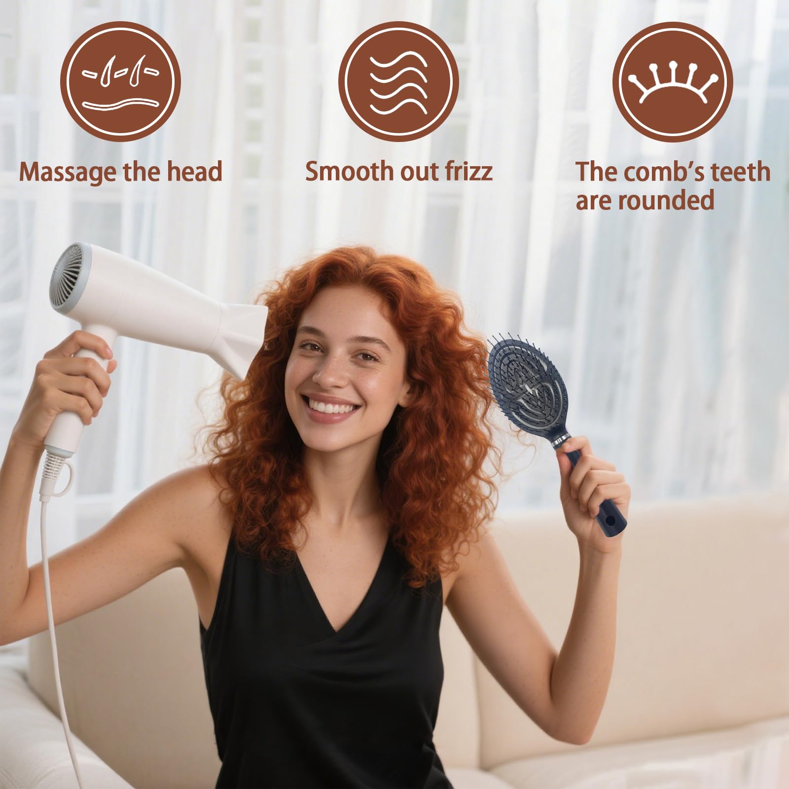 Detangling Hair Brush, 2 Pcs Detangle Brush with Flexible Soft Bristles for Women No-Tangle Hairbrush for Curly Straight - Image 3