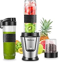 Personal Blender with 2 x 20oz Travel Bottle and Coffee/Spices Jar, Portable Smoothie Blender and Coffee Grinder in One, 500W Single Serve Blender for Shakes and Smoothies, BPA free, by Yabano