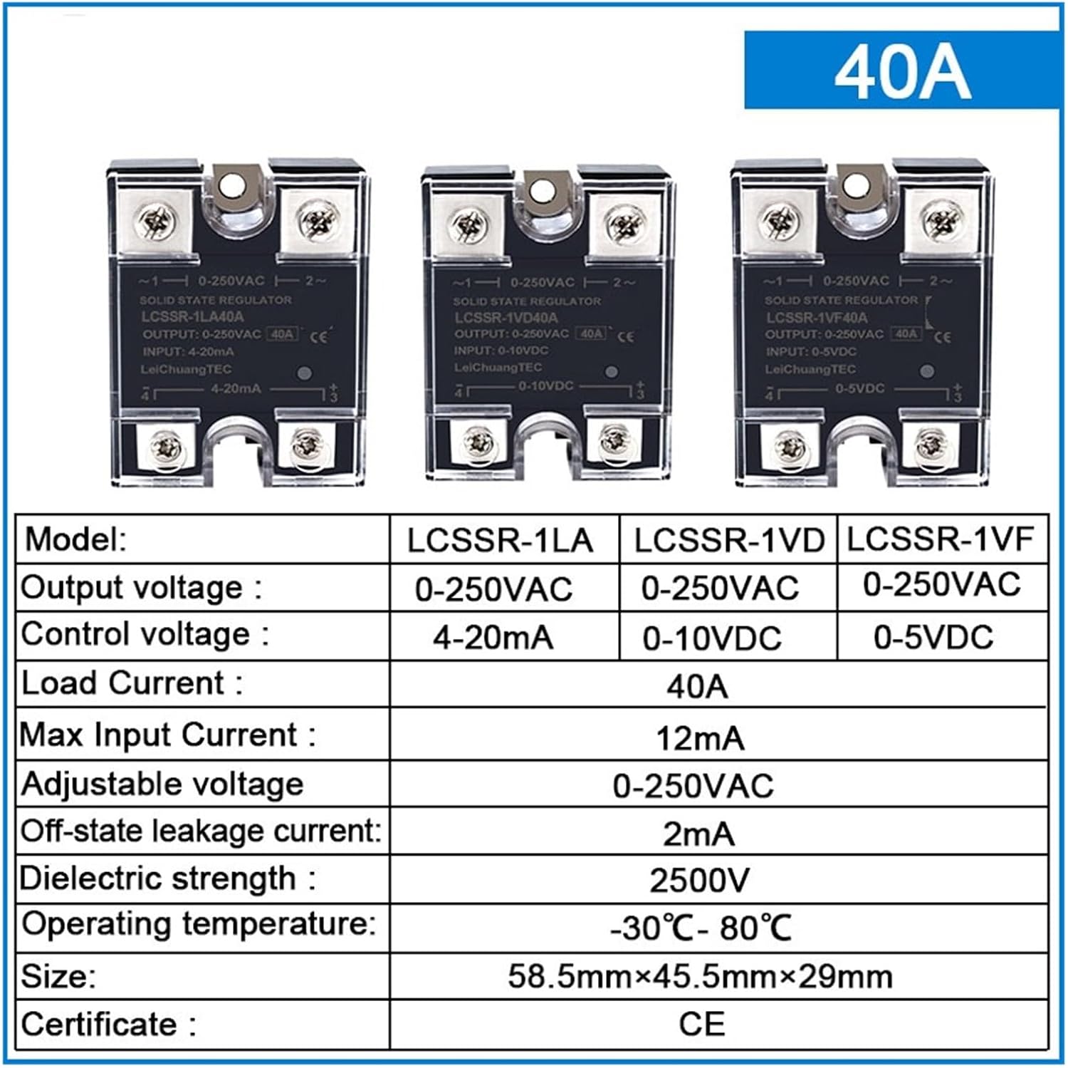 1pcs 0-10V 4-20MA 0-5V Control Solid State Voltage Regulator Single Phase 10A 25A 40A 50A 60A 80A 90A 100A 120A(1vd 0-10vdc,50A)