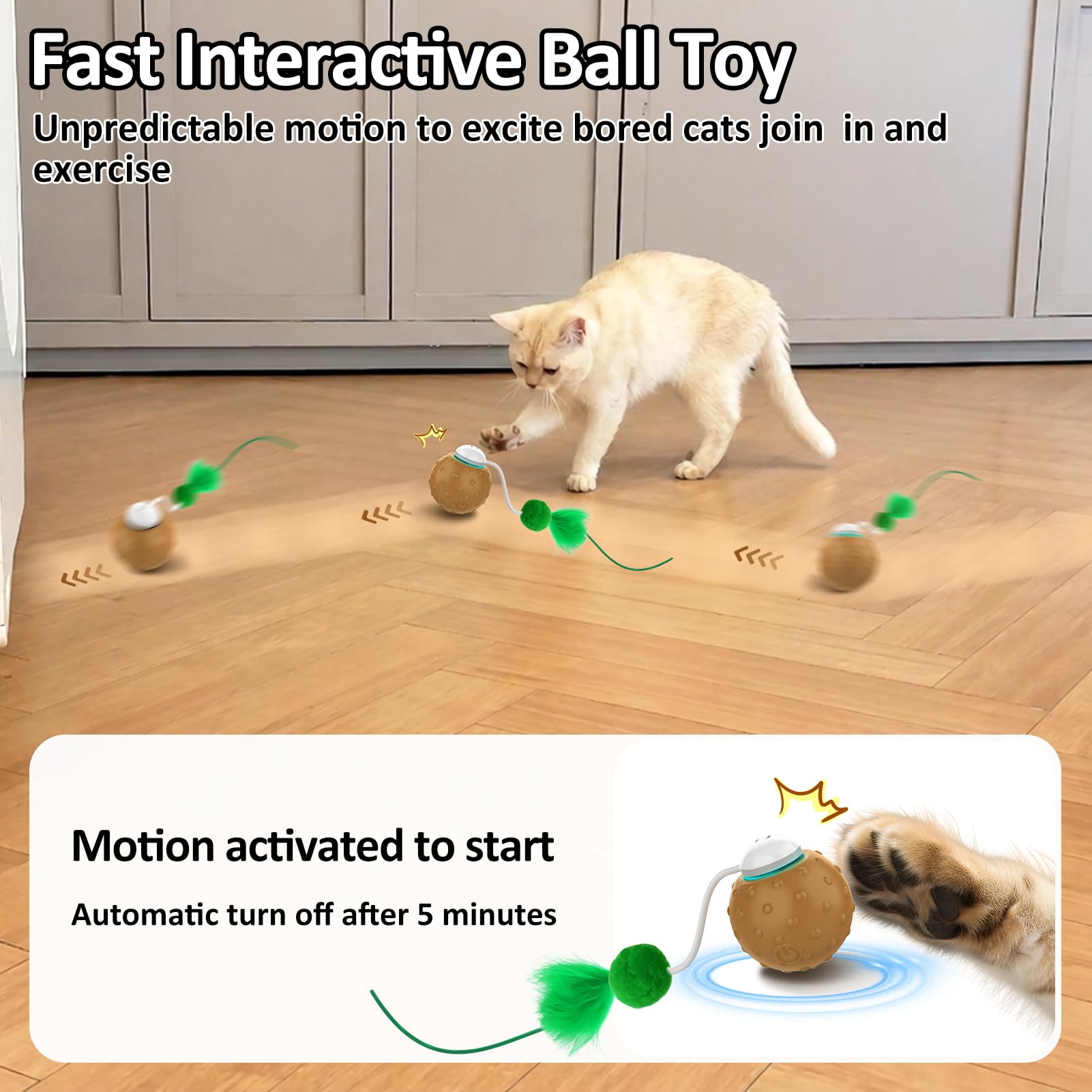 Juguetes para gatos de interior, pelota interactiva y tapete de juego de 9 agujeros, juego de ejercicio de escondite, pelota automática en bolsa, juguete estimulante chirriante de ratón