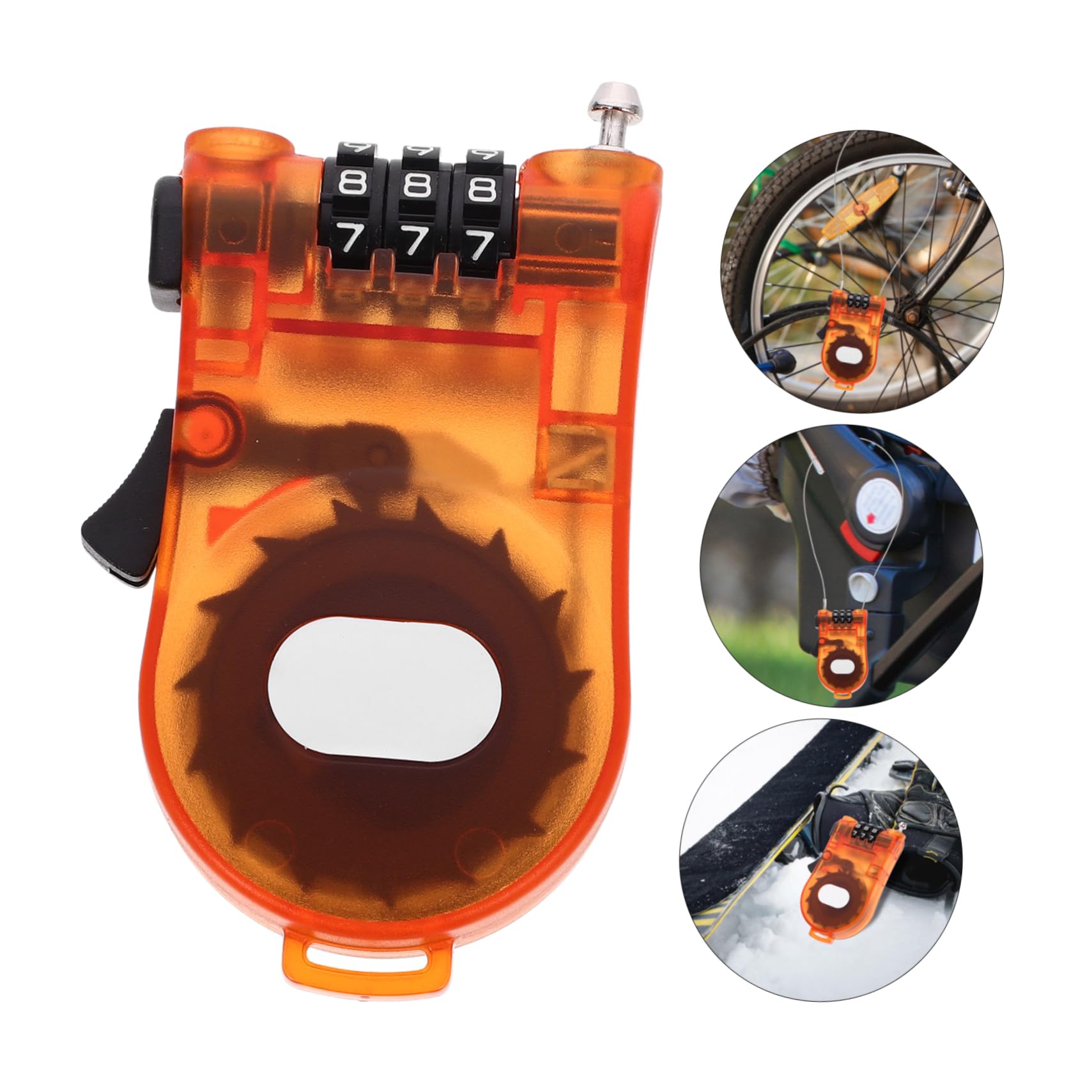 Parliky Safety Snowboard Lock Compact Password Lock for Snowboard Bike Security Lightweight Retractable Cable Durable Lost Protection for Outdoor Activities Transparent Design
