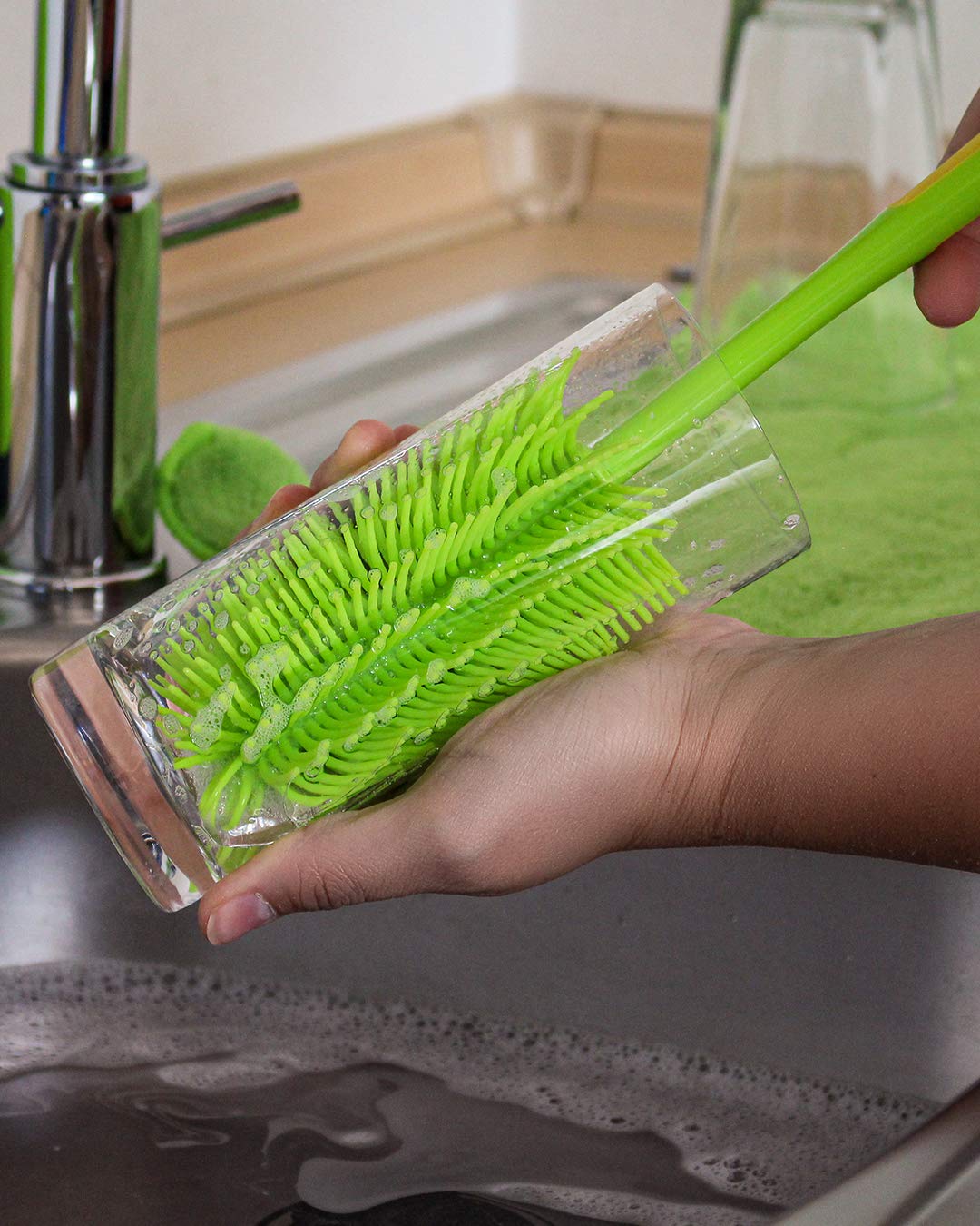 Kochblume Silikon Spülbürste | Premium-Silikon & BPA frei| Hitzebeständig | Spülmaschinenfest | Für Töpfe, Pfannen, Gläser & Geschirr | Farbe: anthrazit