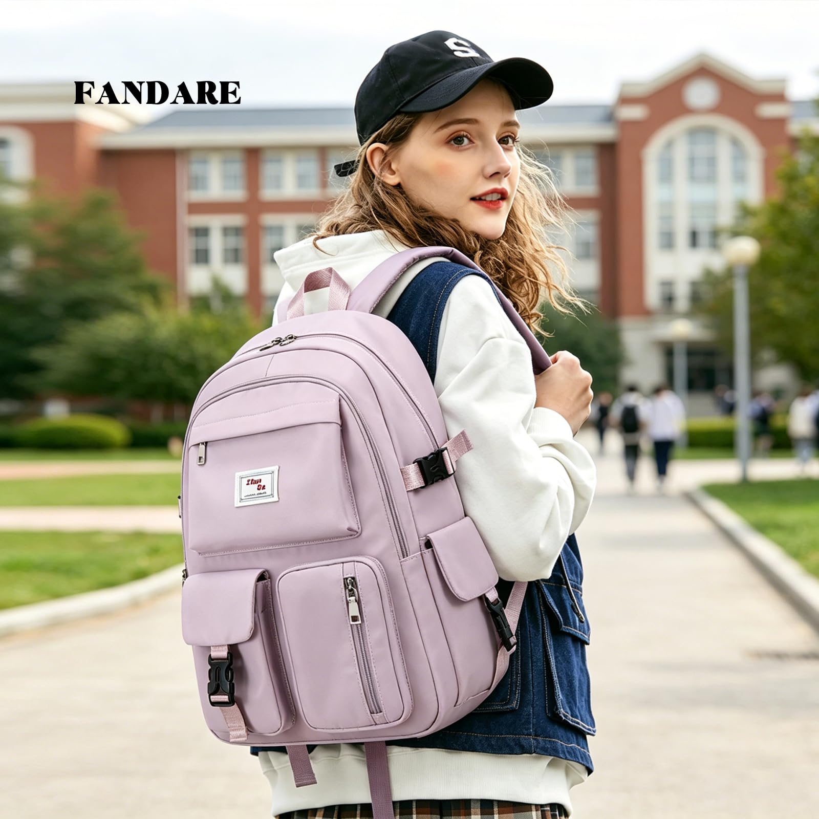 FANDARE Beiläufig Rucksack Schulrucksack Schulranzen Daypacks mit Laptopfach für 15.6 Zoll Tagesrucksack Mädchen Junge Schultaschen für Universität Reisen Freizeit Arbeit Wasserdichtes Polyester