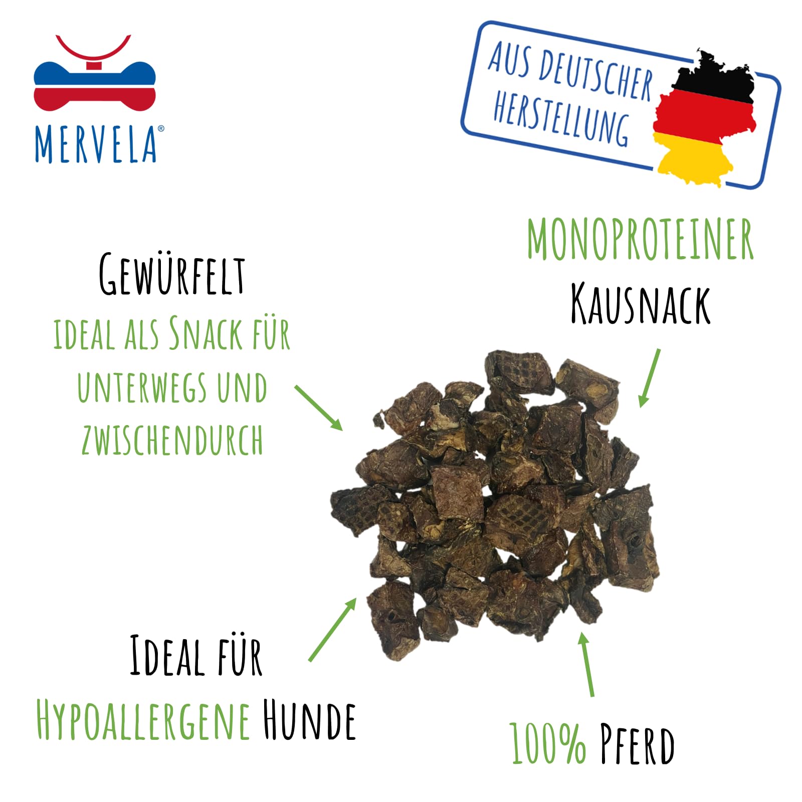 Pferdelunge für Hunde - Luftgetrocknete Trainingssnacks - 1 kg